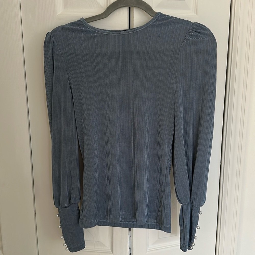 Never worn SHEIN size S blue long sleeve top with pearls
